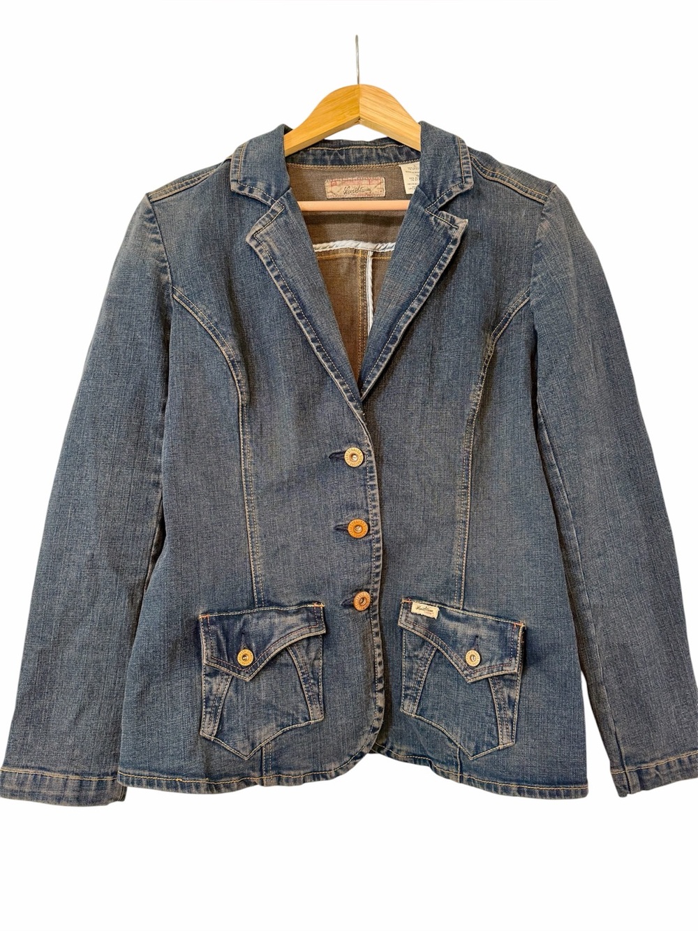 Levi Strauss Vintage 90’s Y2K Denim Blazer Women's Jean Jacket Size Large